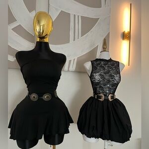 Black Strapless and Lace Dresses